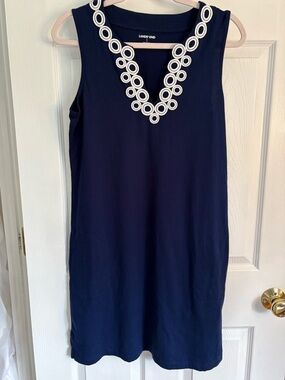 Lands' End Navy Sleeveless Dress 100% Cotton